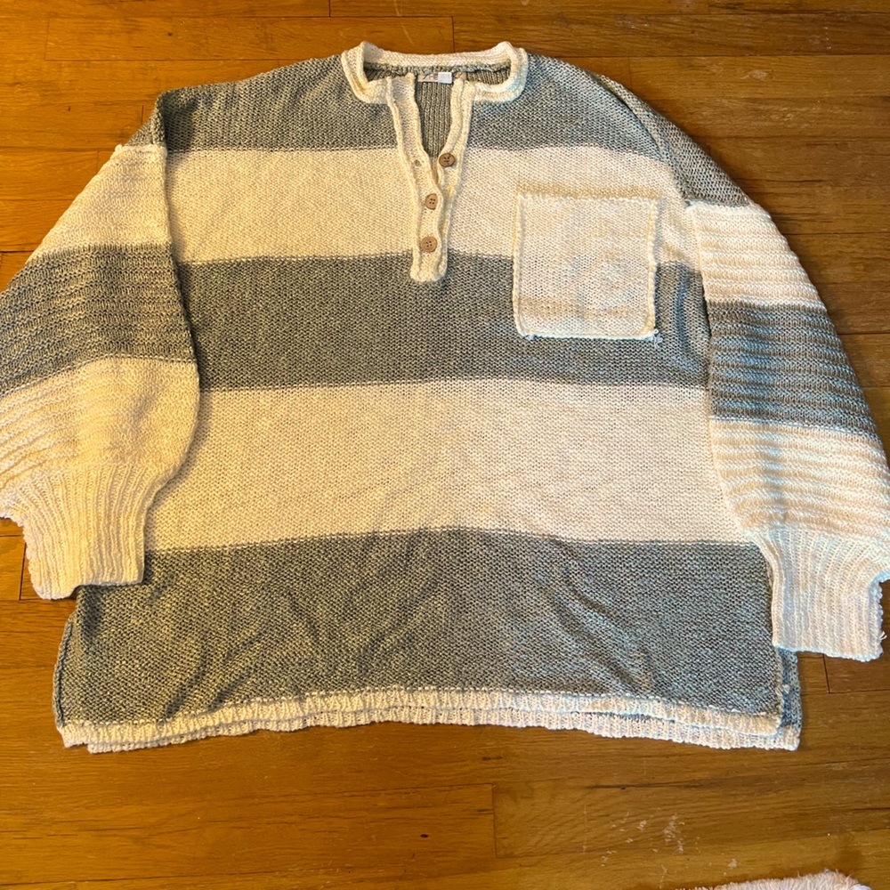Henley striped sweater